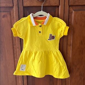 Moi Noi Bright Yellow Polo Dress with Castle Patch